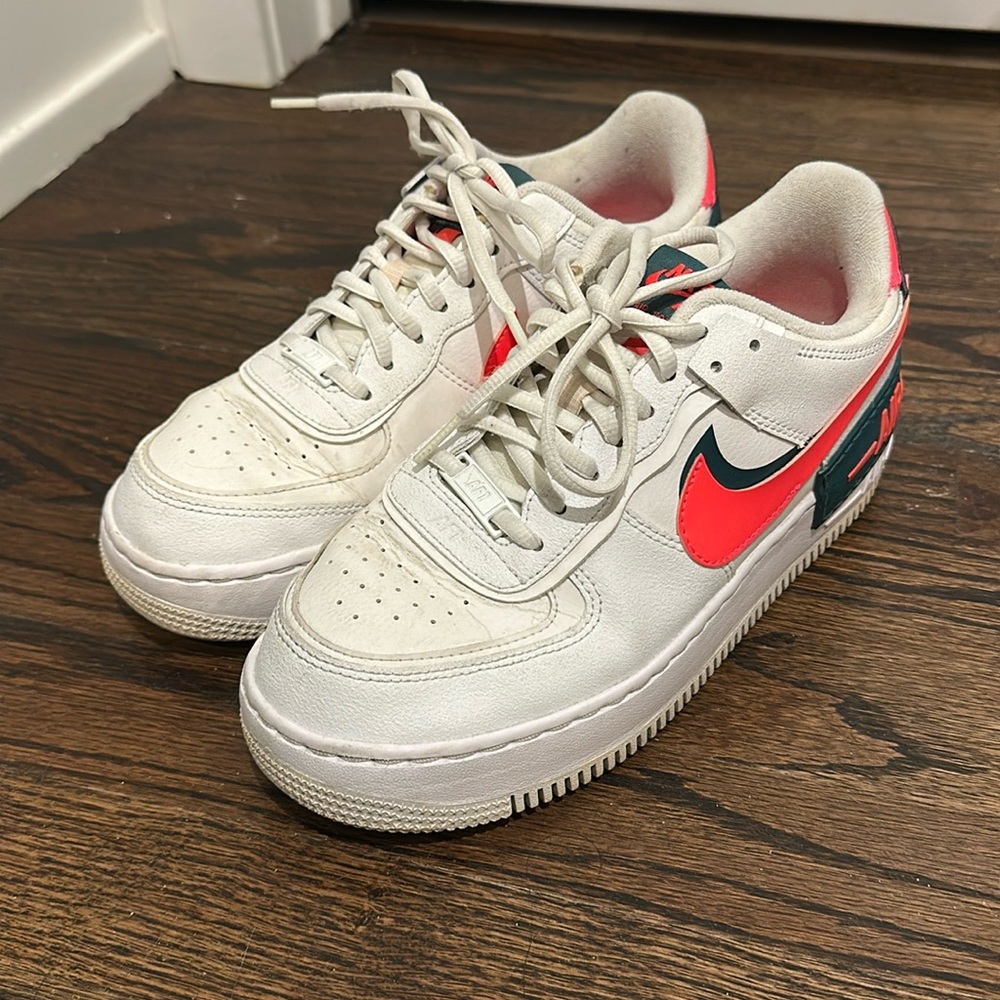 Nike Air Force 1s Neon Pink/Forest Green